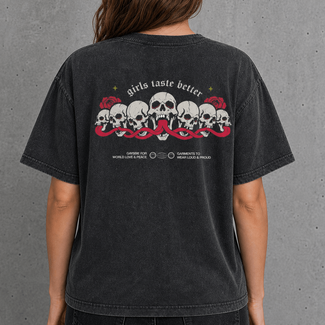 Girls Taste Better Goth Tee - Lesbian Graphic Summer Shirt GAYSBIE