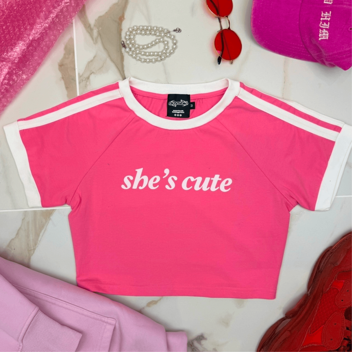 she's cute Taped Crop Tee ~ GAYSBIE