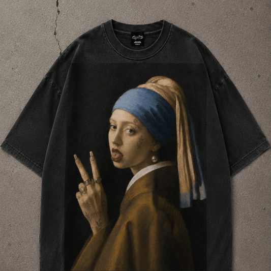 Girl with a pearl earring Pride Oversize Loose Drop Shoulder Tee ~ GAYSBIE