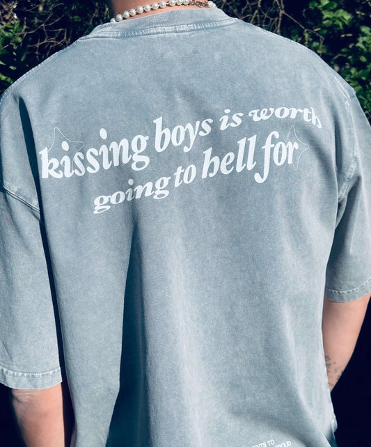 KISSING BOYS IS WORTH GOING TO HELL FOR Tee ~ GAYSBIE