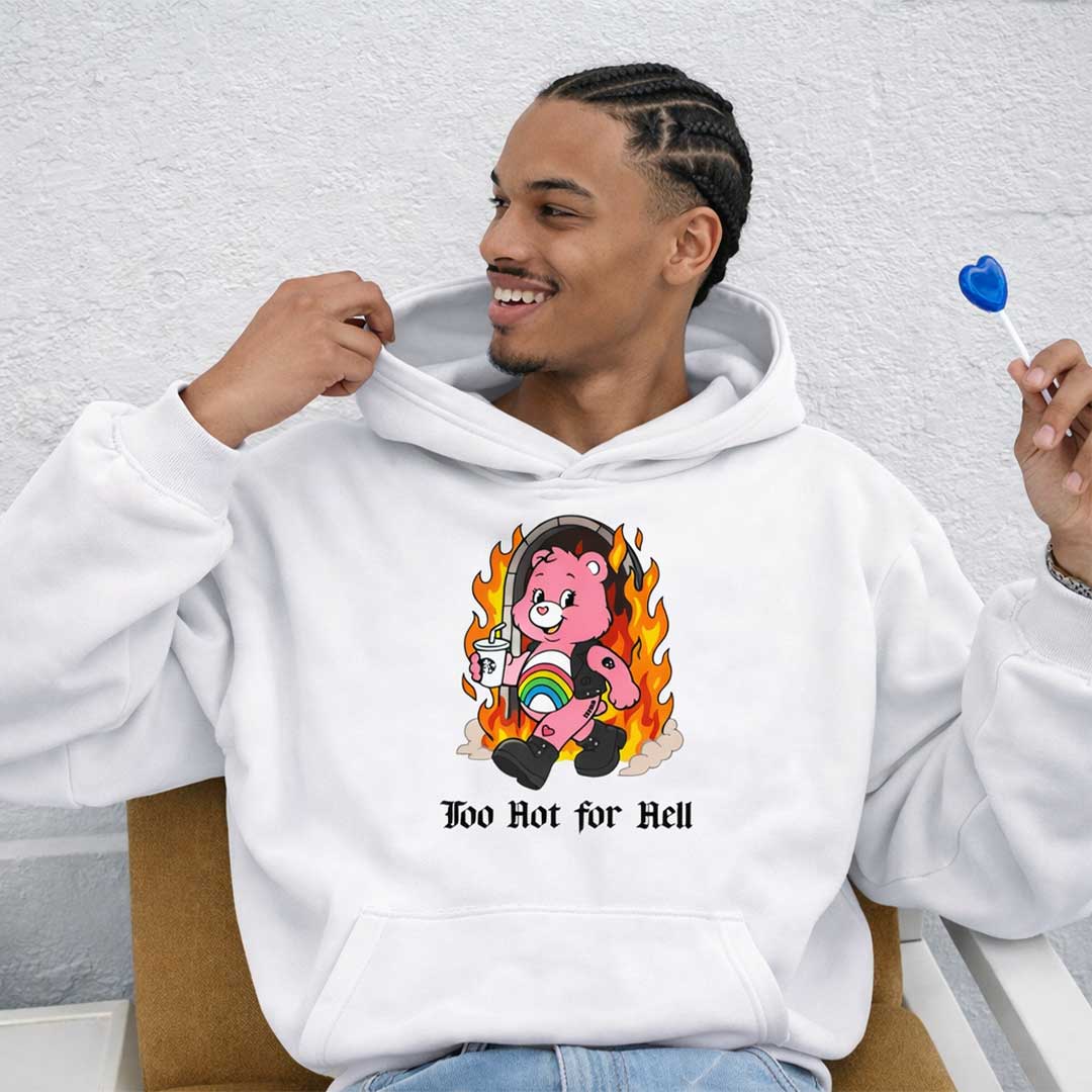 TOO HOT FOR HELL BEAR Heavy Fleece Hoodie ~ GAYSBIE
