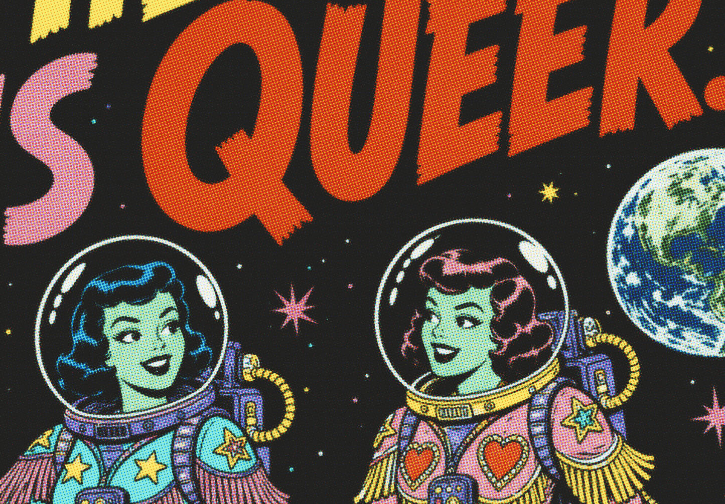 THE FUTURE IS QUEER Retro Comic Oversize Drop Shoulder Tee ~ GAYSBIE