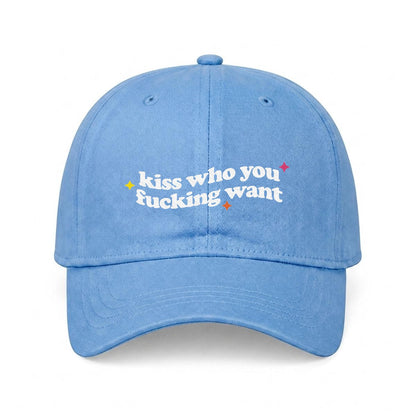 Kiss Who You Want Embroidered Cap - Queer Fashion USA GAYSBIE