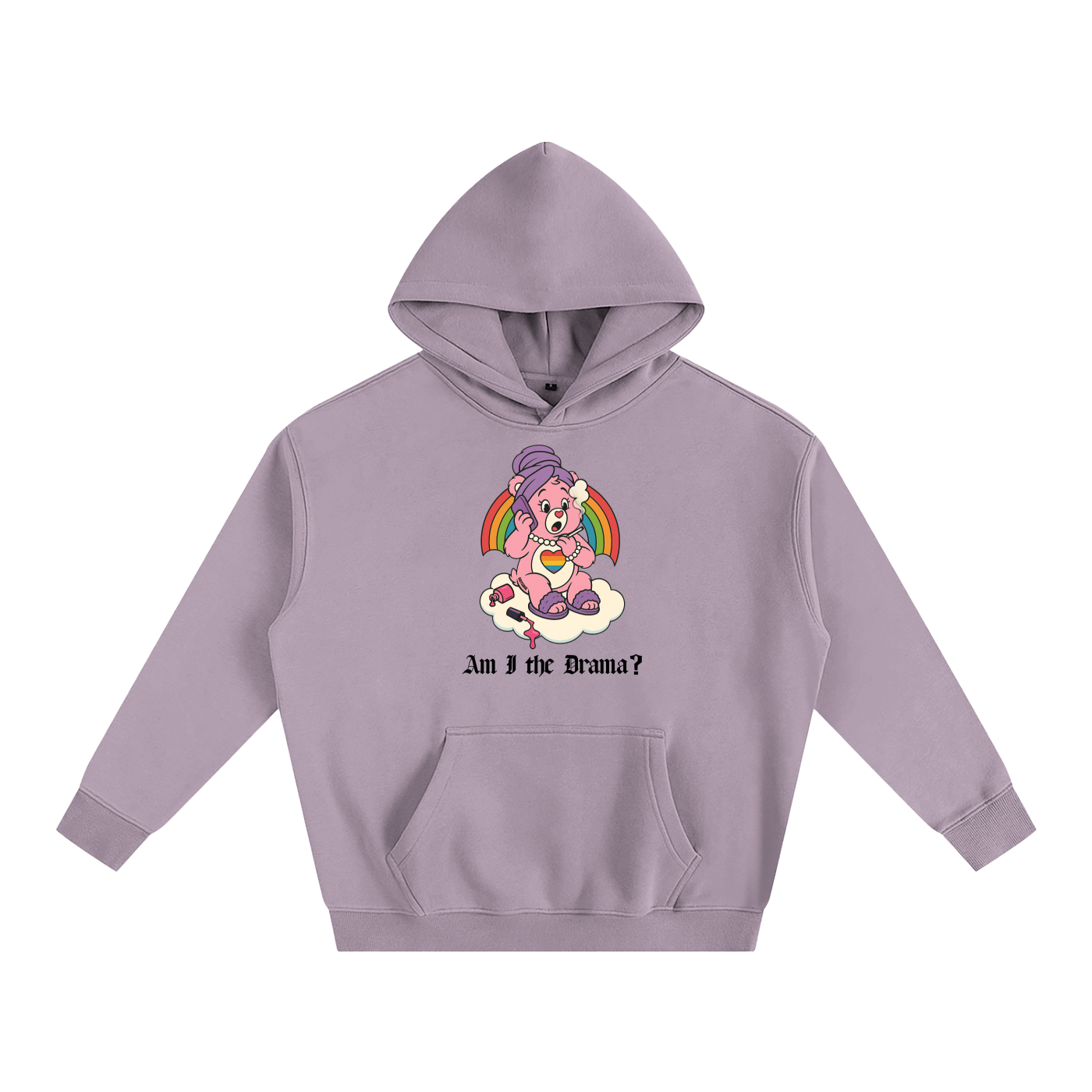 Premium Hood GRAPE / S AM I THE DRAMA? BEAR Heavy Fleece Hoodie ~ GAYSBIE PREMIUM MATERIALS