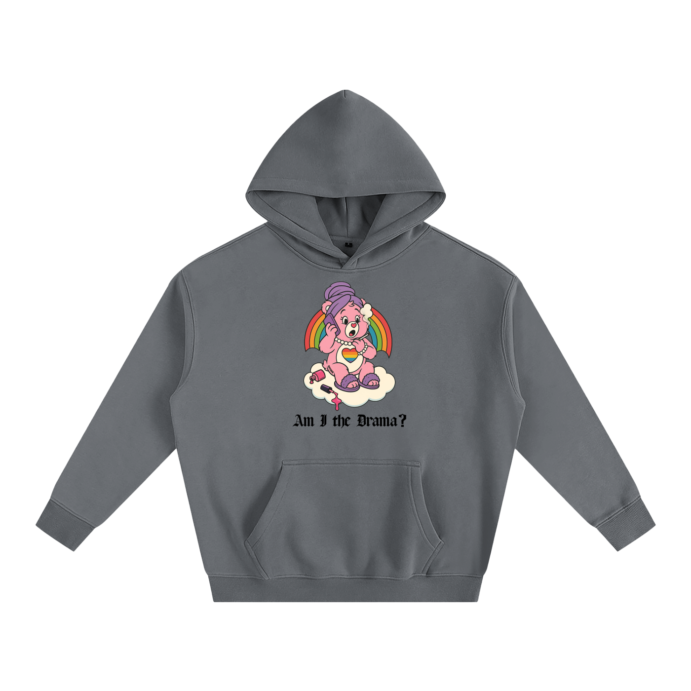 Premium Hood STORM / S AM I THE DRAMA? BEAR Heavy Fleece Hoodie ~ GAYSBIE PREMIUM MATERIALS