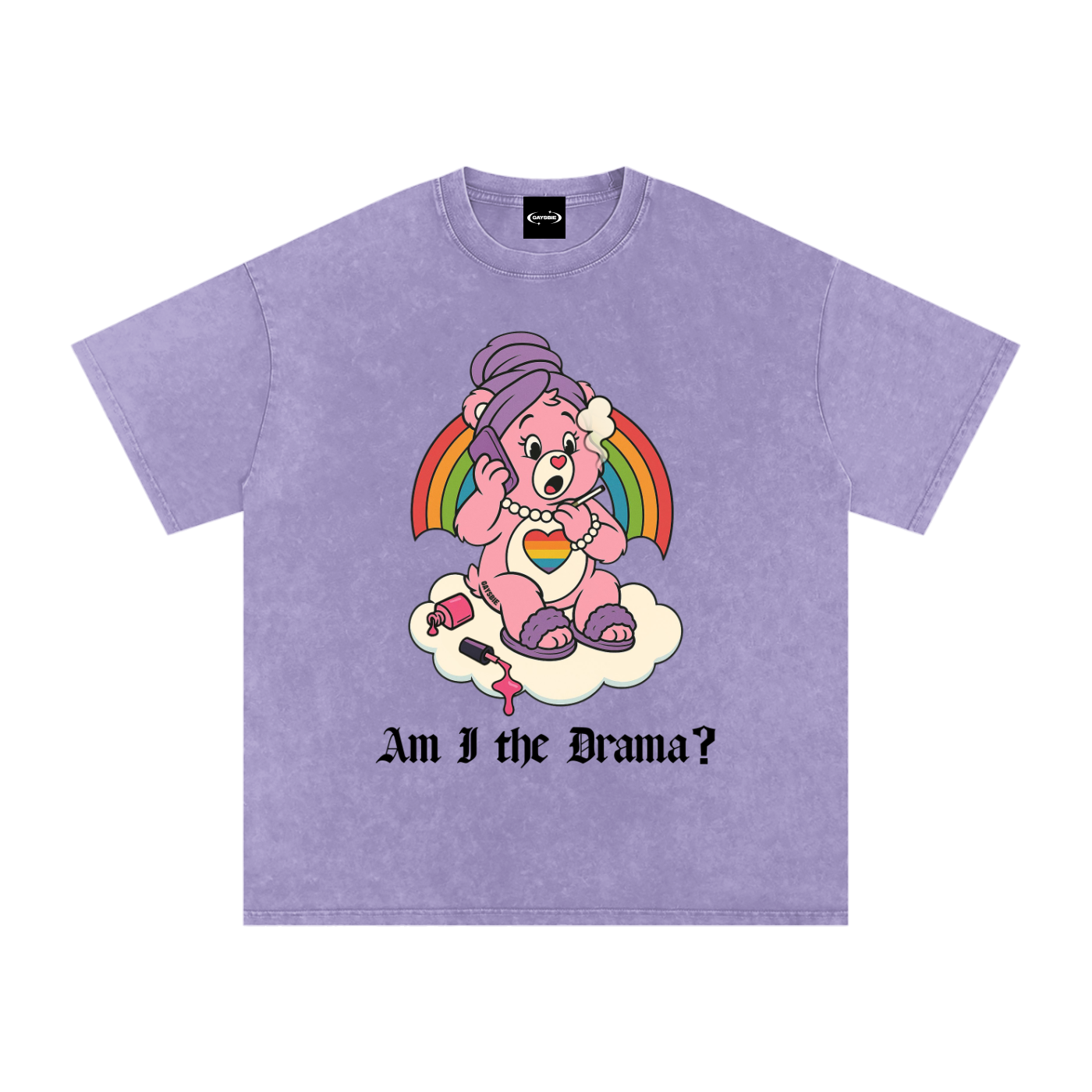 Oversize Tee GRAPE / S AM I THE DRAMA? BEAR Premium Oversized Tee ~ GAYSBIE PREMIUM MATERIALS