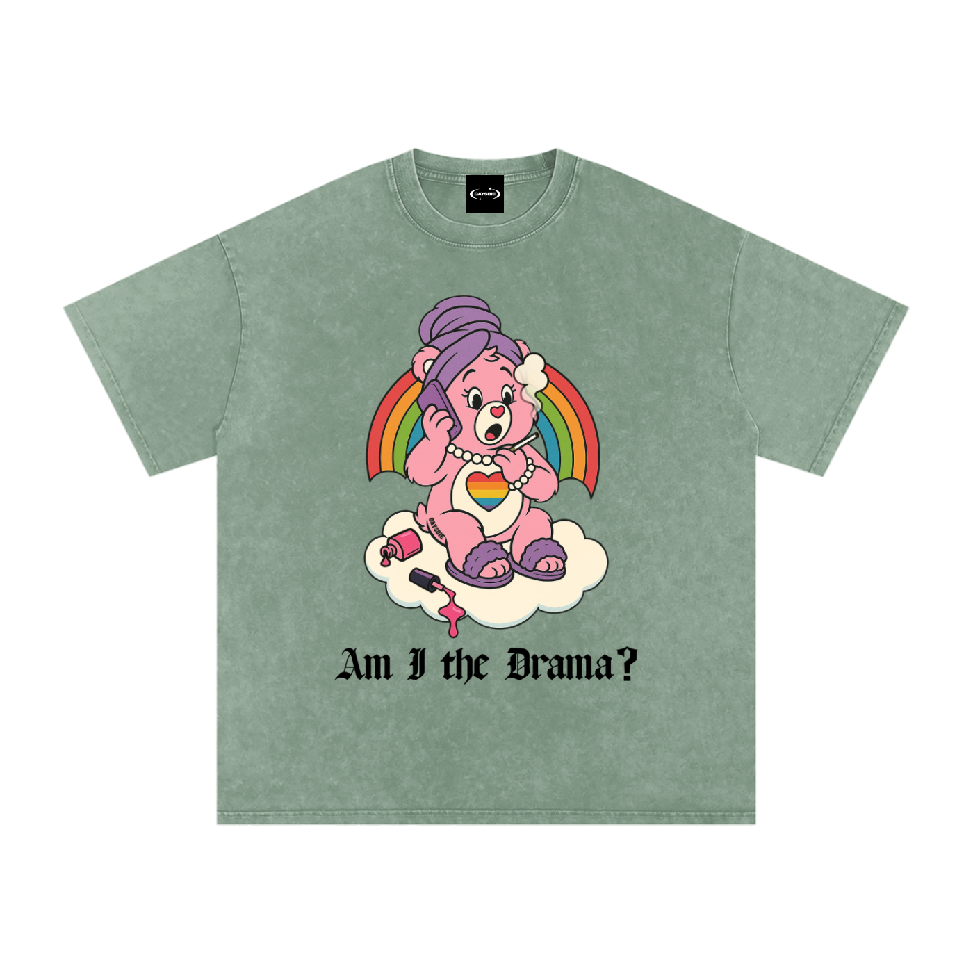 Oversize Tee MINTY / S AM I THE DRAMA? BEAR Premium Oversized Tee ~ GAYSBIE PREMIUM MATERIALS