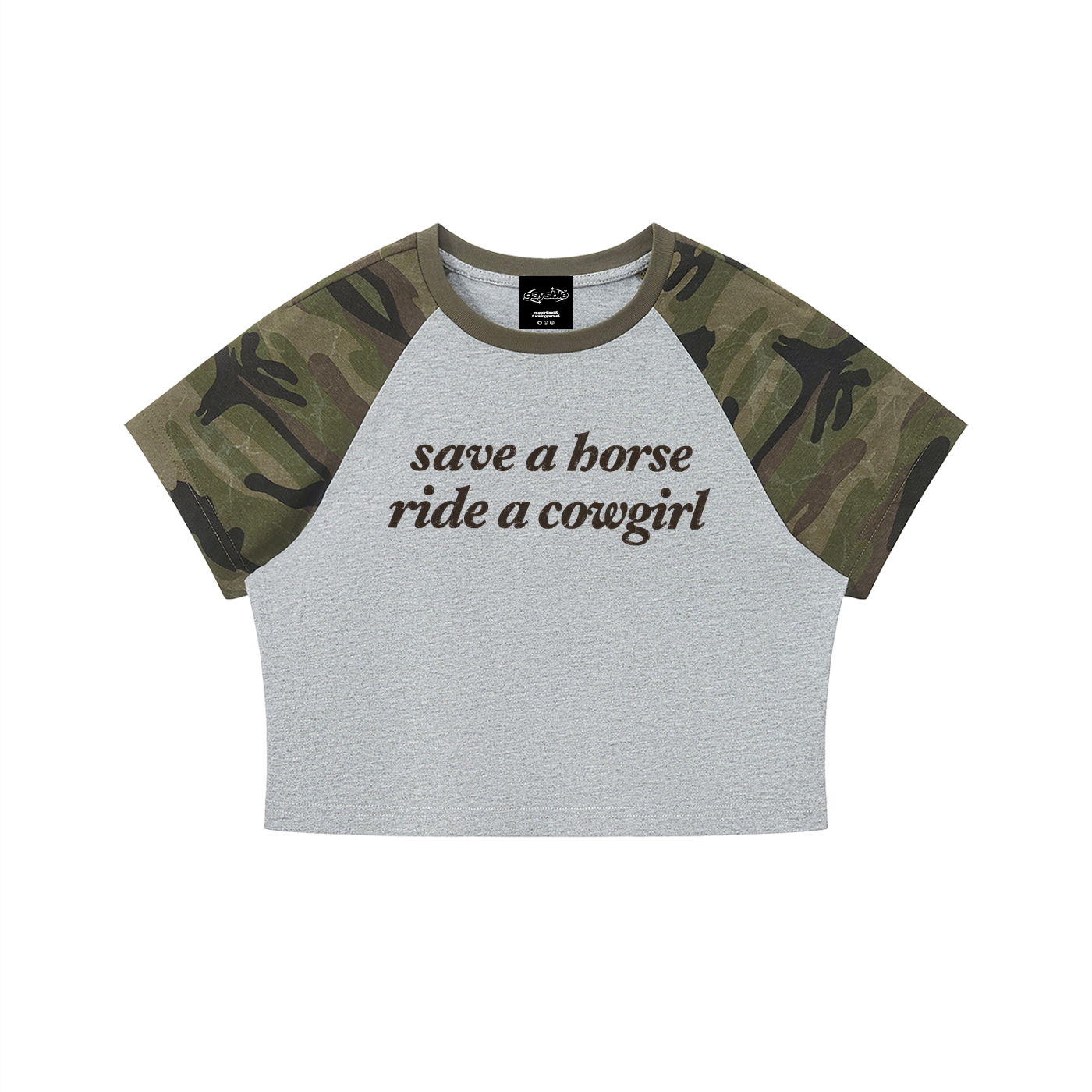 save a hoorse ride a cowgirl Camo Crop Tank ~ GAYSBIE