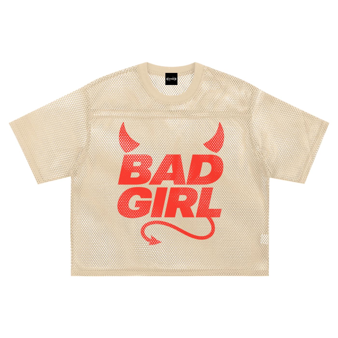Mesh Tee PEACHY / S BAD GIRL DEVIL Boxy Mesh Tee ~ GAYSBIE PREMIUM MATERIALS