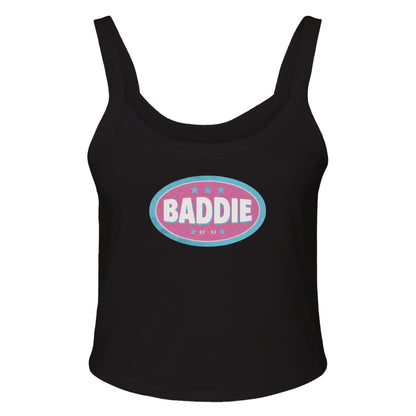 Ribbed Tank MIDNIGHT / XS BADDIE BADGE  - Baby Ribbed Tank ~ GAYSBIE PREMIUM MATERIALS