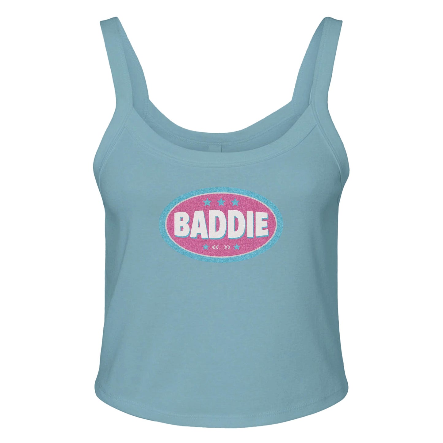 Ribbed Tank SKY / XS BADDIE BADGE  - Baby Ribbed Tank ~ GAYSBIE PREMIUM MATERIALS