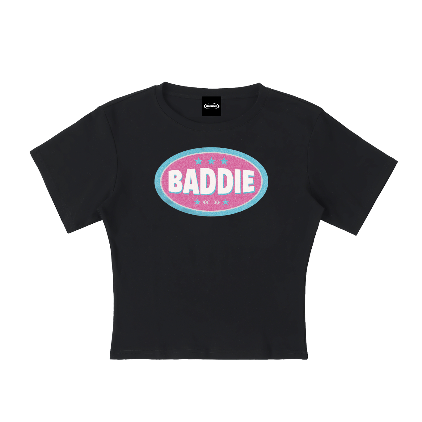 Baby Tee MIDNIGHT / S BADDIE BADGE Baby Tee ~ GAYSBIE PREMIUM MATERIALS