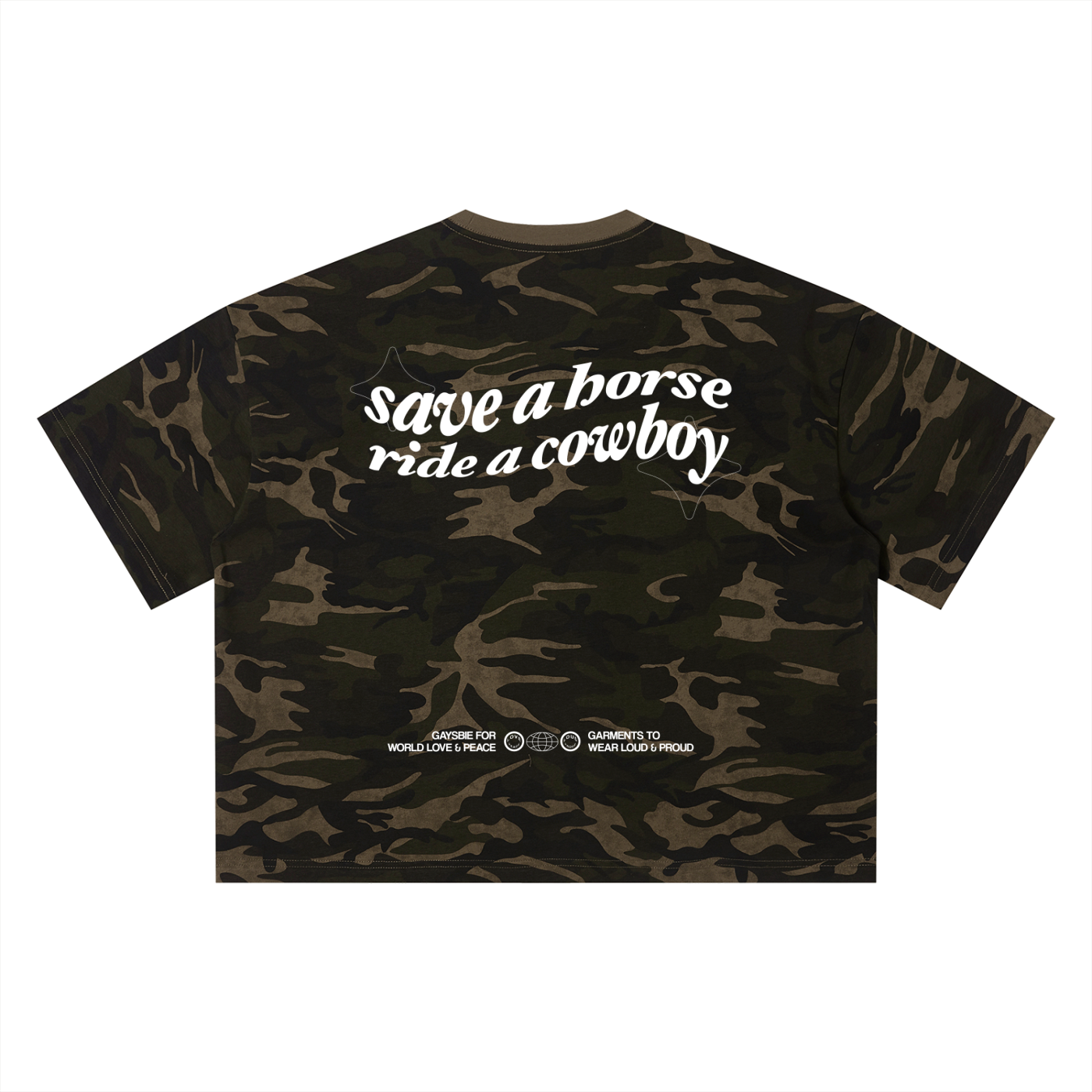 SAVE A HORSE RIDE A COWBOY Camo Boxy T-Shirt