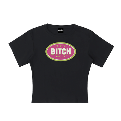 Baby Tee MIDNIGHT / S BITCH BADGE Baby Tee ~ GAYSBIE PREMIUM MATERIALS
