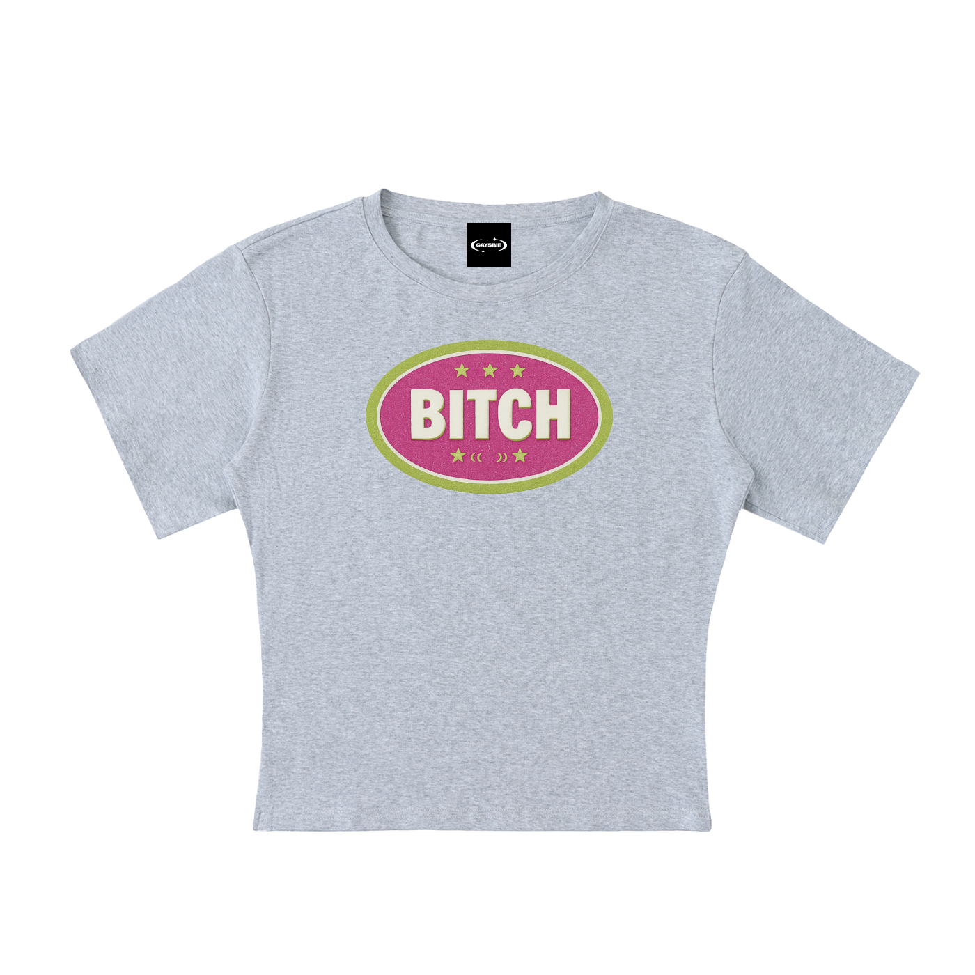 Baby Tee STONE / S BITCH BADGE Baby Tee ~ GAYSBIE PREMIUM MATERIALS
