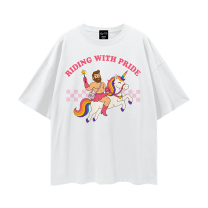 RIDING WITH PRIDE Oversize Loose Drop Shoulder Tee ~ GAYSBIE