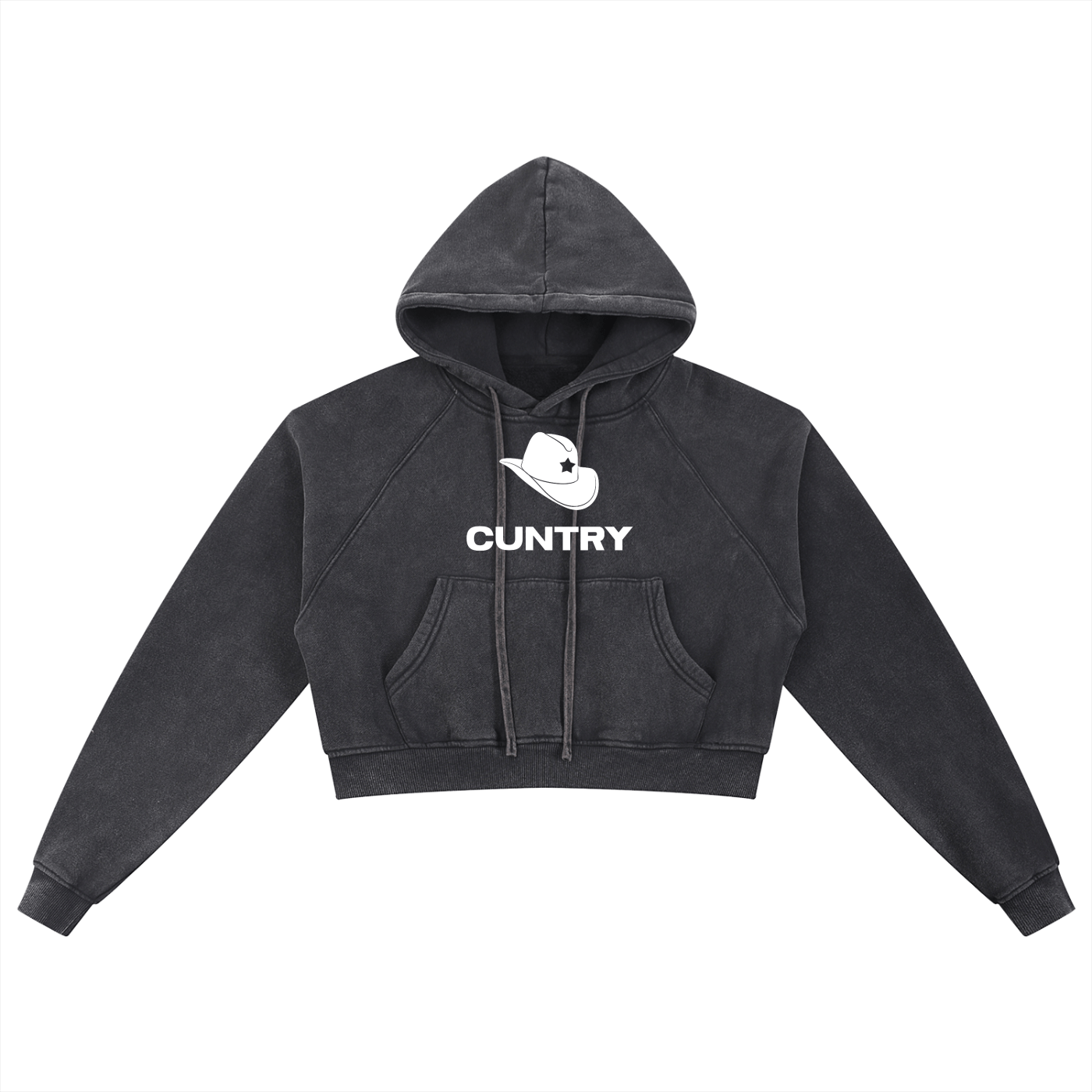 Black / S CUNTRY Premium Cropped Hoodie ~ GAYSBIE ODMPOD