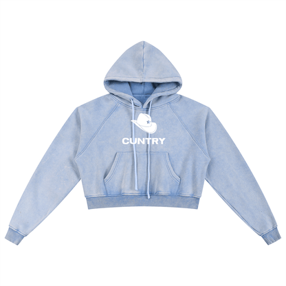 Blue / S CUNTRY Premium Cropped Hoodie ~ GAYSBIE ODMPOD