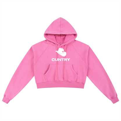 Pink / S CUNTRY Premium Cropped Hoodie ~ GAYSBIE ODMPOD