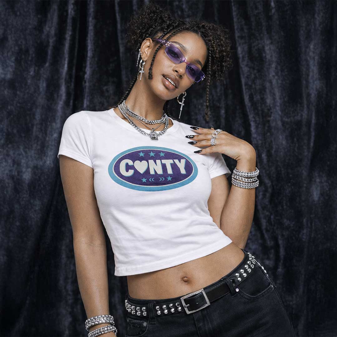 Baby Tee CUNTY BADGE  Baby Tee ~ GAYSBIE PREMIUM MATERIALS