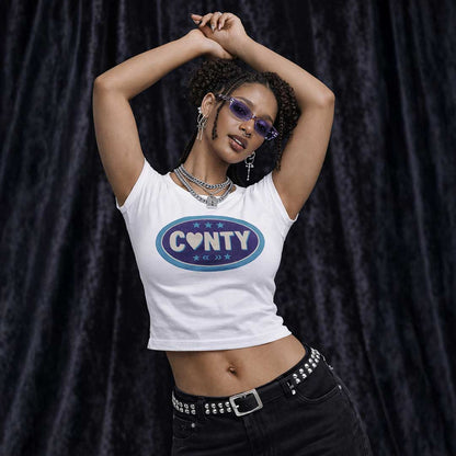 Baby Tee CUNTY BADGE  Baby Tee ~ GAYSBIE PREMIUM MATERIALS