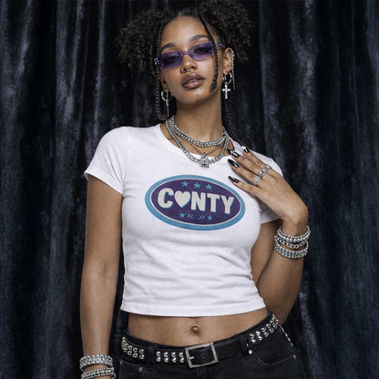 Baby Tee CUNTY BADGE  Baby Tee ~ GAYSBIE PREMIUM MATERIALS