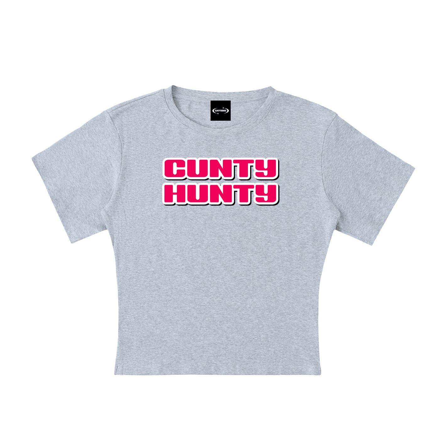Baby Tee Flower Gray / S CUNTY HUNTY Baby Tee ~ GAYSBIE PREMIUM MATERIALS