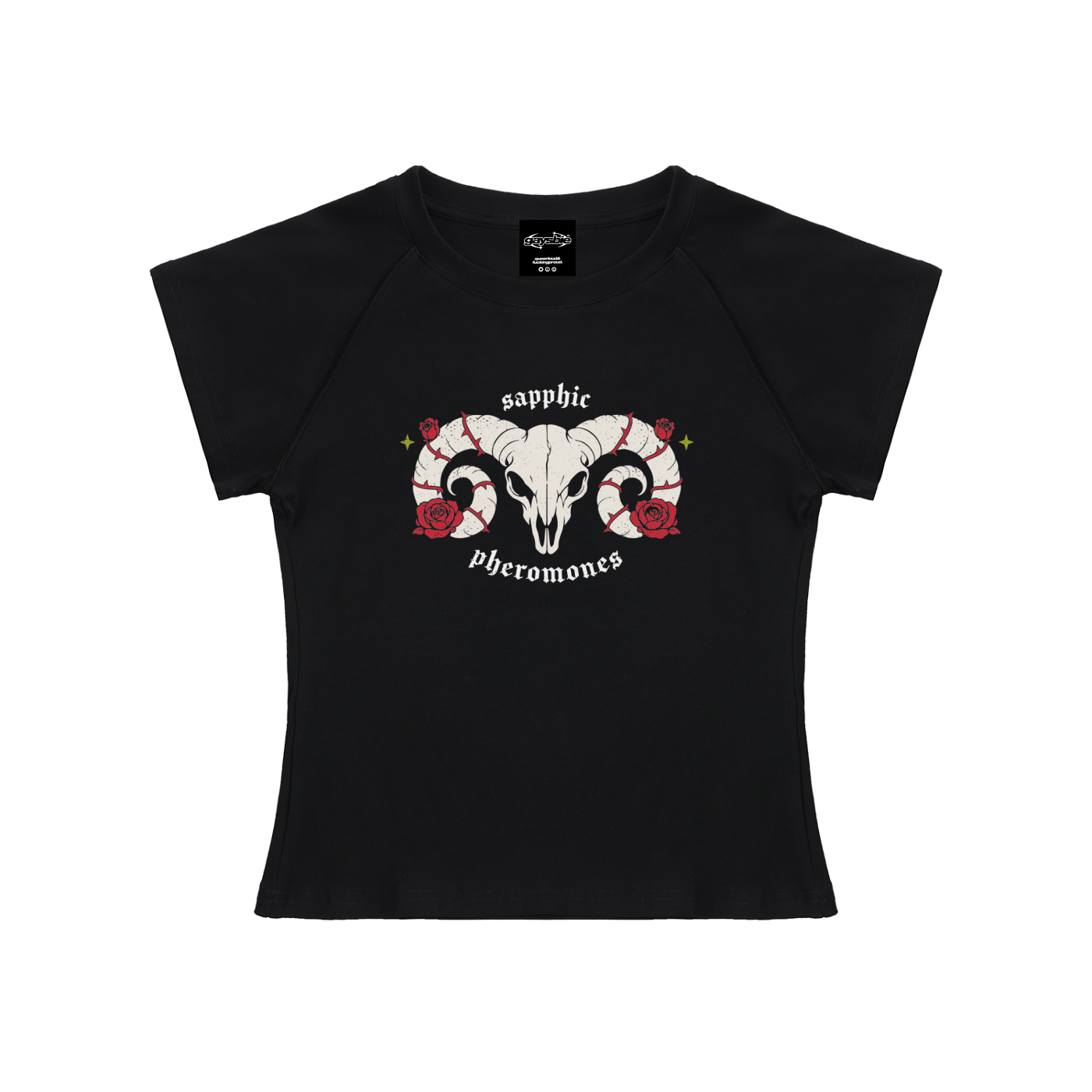 sapphic pheromones goth Short Sleeve Crop ~ GAYSBIE