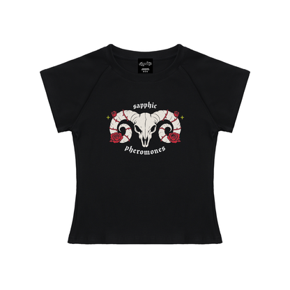 sapphic pheromones goth Short Sleeve Crop ~ GAYSBIE