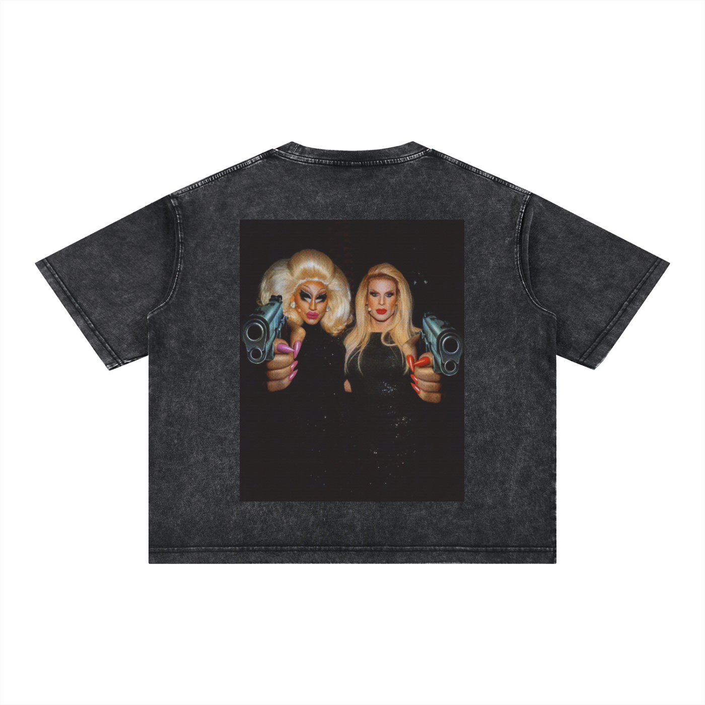 Trixie & Katya Gun Heavy Washed Boxy Tee ~ GAYSBIE