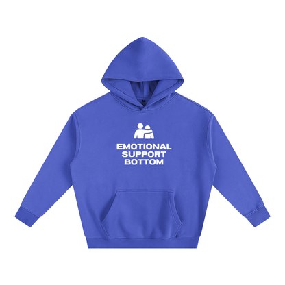 Premium Hood OCEAN / S EMOTIONAL SUPPORT BOTTOM Heavy Fleece Hoodie ~ GAYSBIE PREMIUM MATERIALS