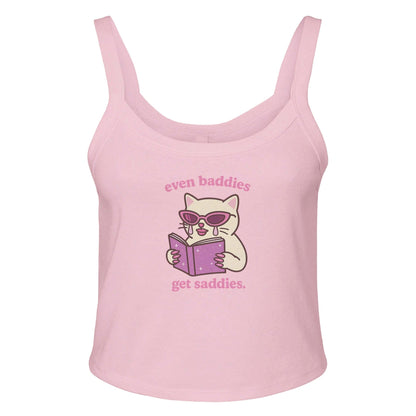 Ribbed Tank BUBBLEGUM / XS Even Baddies Get Saddies Baby Ribbed Tank ~ GAYSBIE PREMIUM MATERIALS