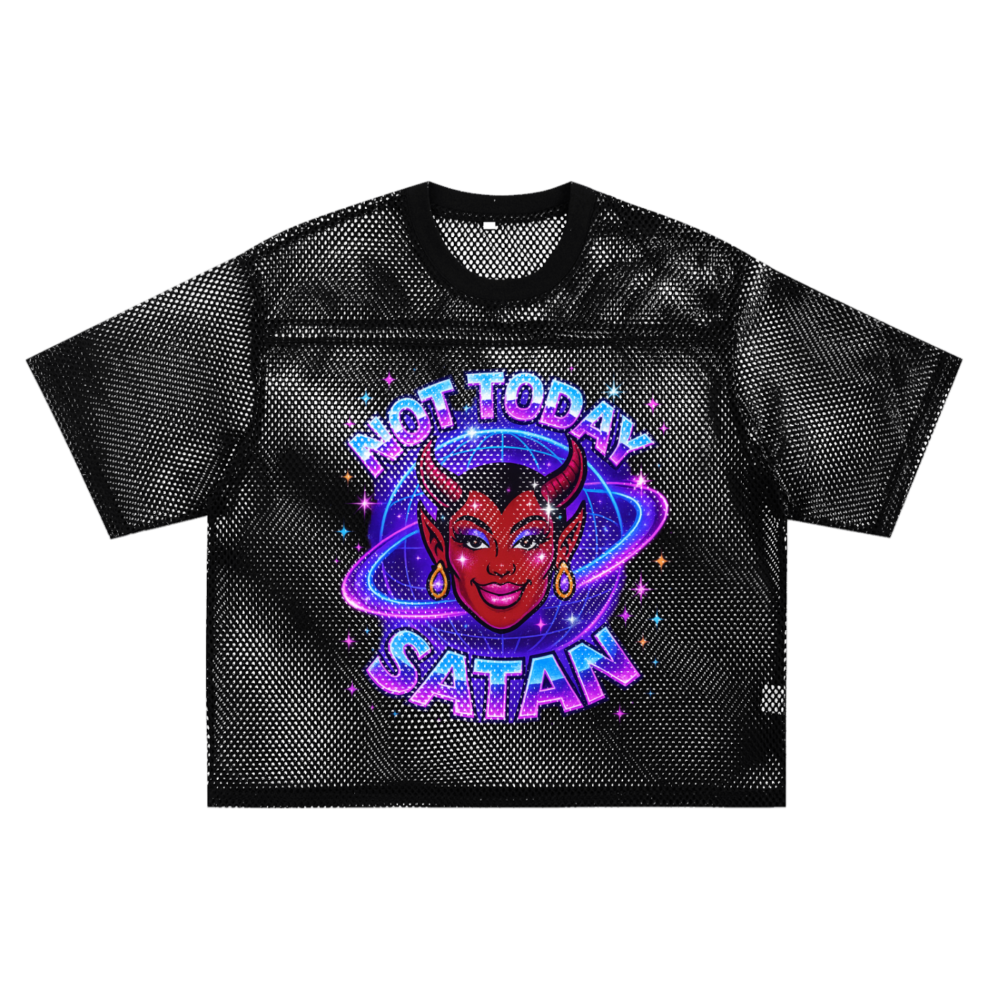 NOT TODAY SATAN Boxy Mesh Tee ~ GAYSBIE