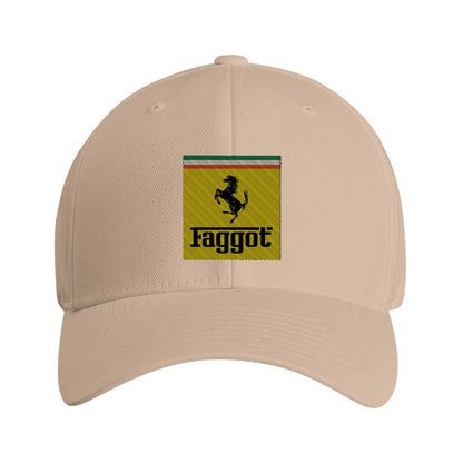 Caps KHAKI / S-M Faggot Ferrari Embroidered Cap ~ GAYSBIE PREMIUM MATERIALS