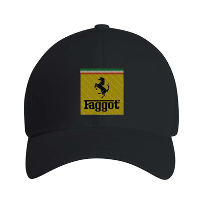 Caps MIDNIGHT / S-M Faggot Ferrari Embroidered Cap ~ GAYSBIE PREMIUM MATERIALS