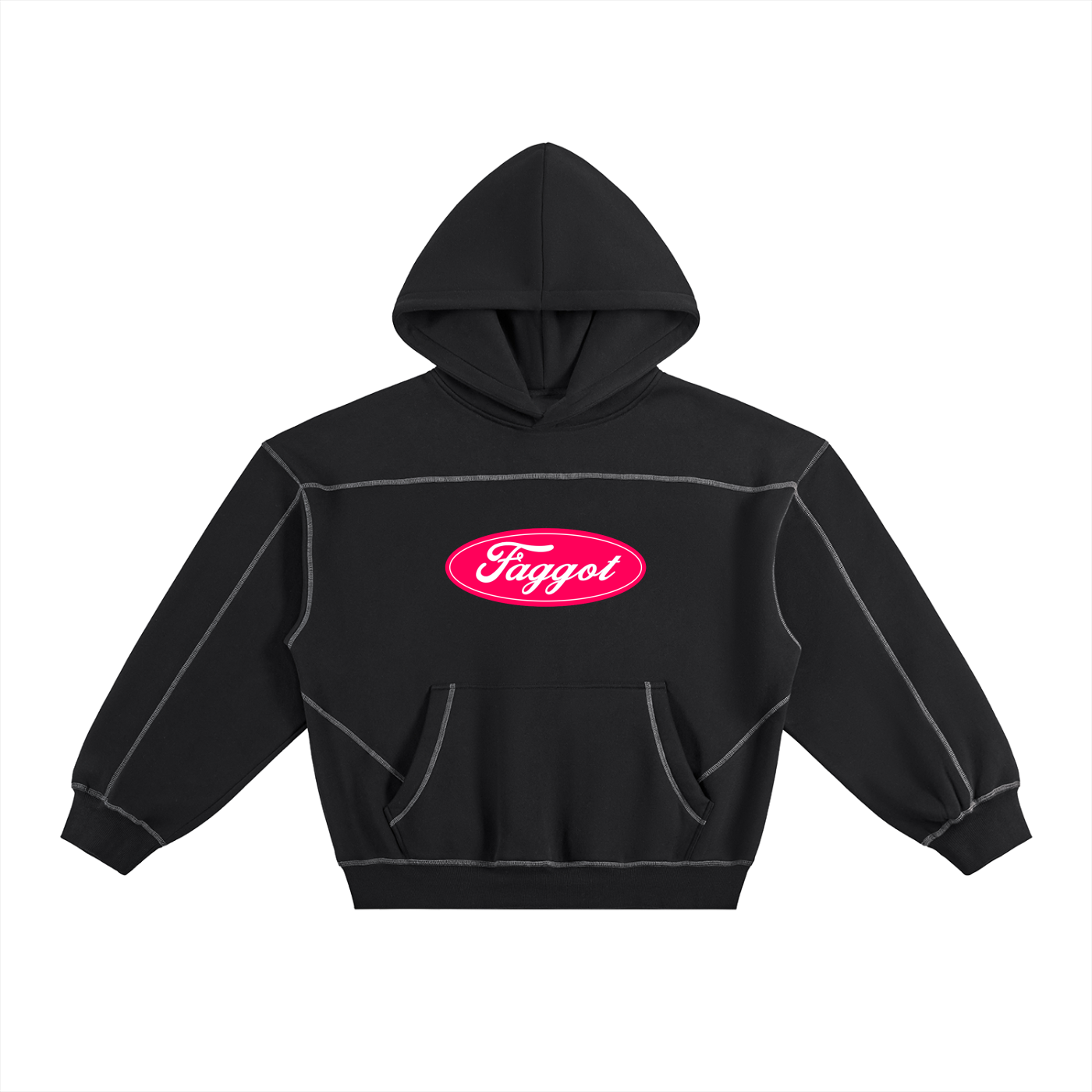 Heavy Boxy Fleece Hood MIDNIGHT / S Faggot Ford Logo Oversized Fleece Hoodie ~ GAYSBIE PREMIUM MATERIALS