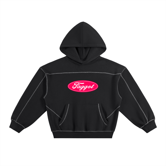 Heavy Boxy Fleece Hood MIDNIGHT / S Faggot Ford Logo Oversized Fleece Hoodie ~ GAYSBIE PREMIUM MATERIALS