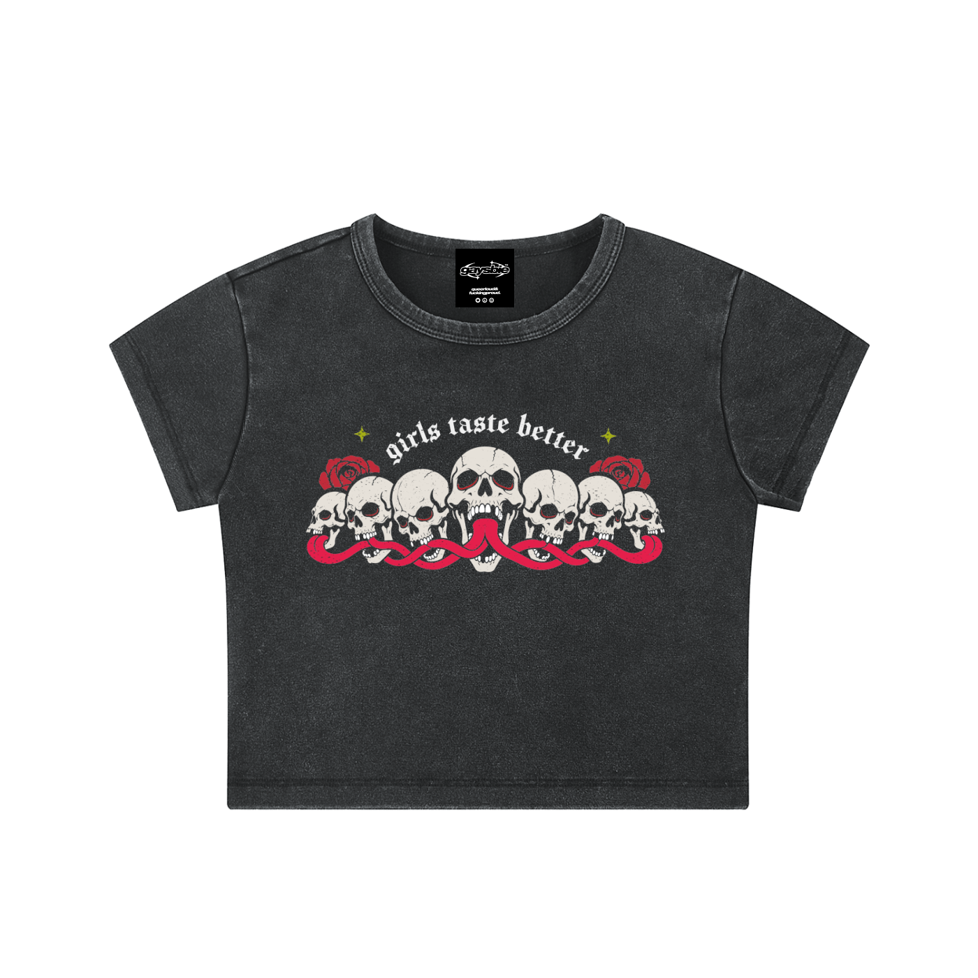 Girls Taste Better Goth Wash Crop Top - Sapphic Fashion USA GAYSBIE
