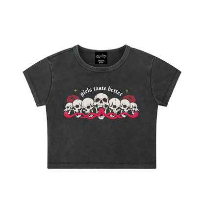 Girls Taste Better Goth Wash Crop Top - Sapphic Fashion USA GAYSBIE