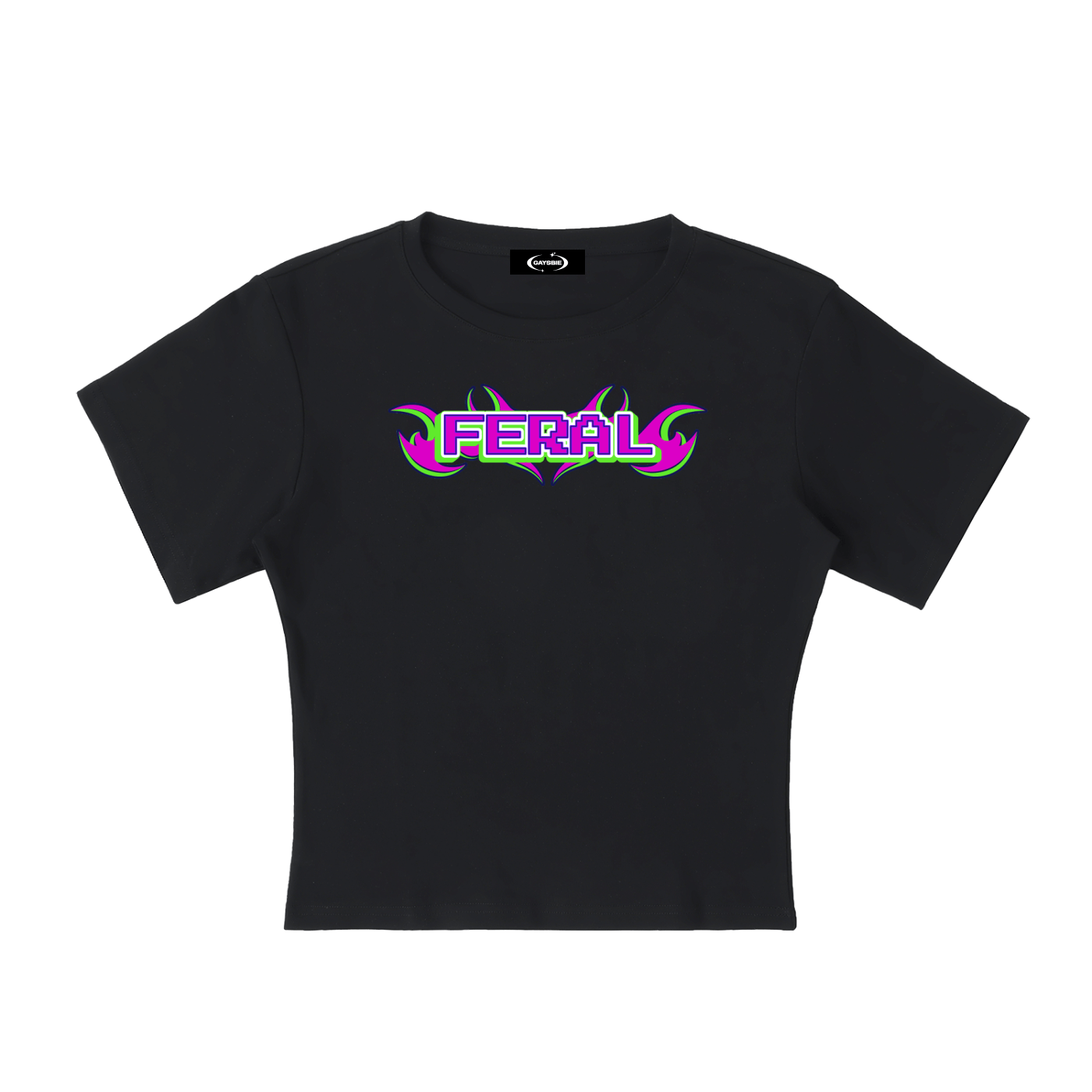 Black / S FERAL Baby Tee ~ GAYSBIE ODMPOD