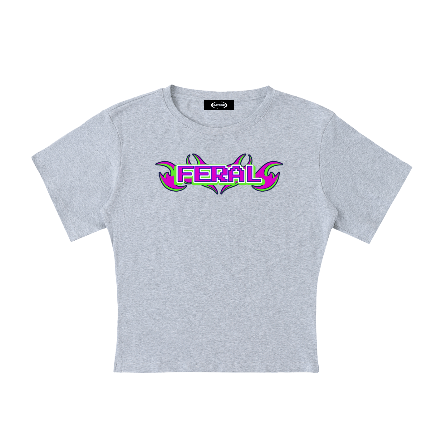 Flower Gray / S FERAL Baby Tee ~ GAYSBIE ODMPOD