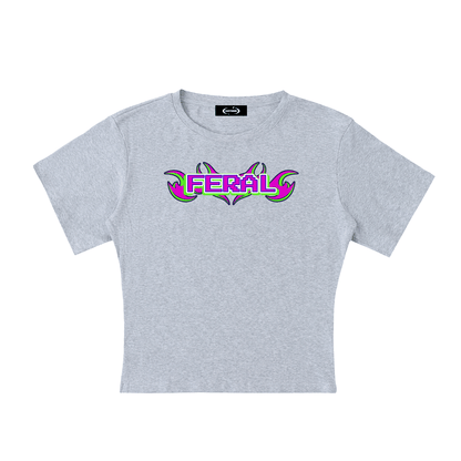 Flower Gray / S FERAL Baby Tee ~ GAYSBIE ODMPOD