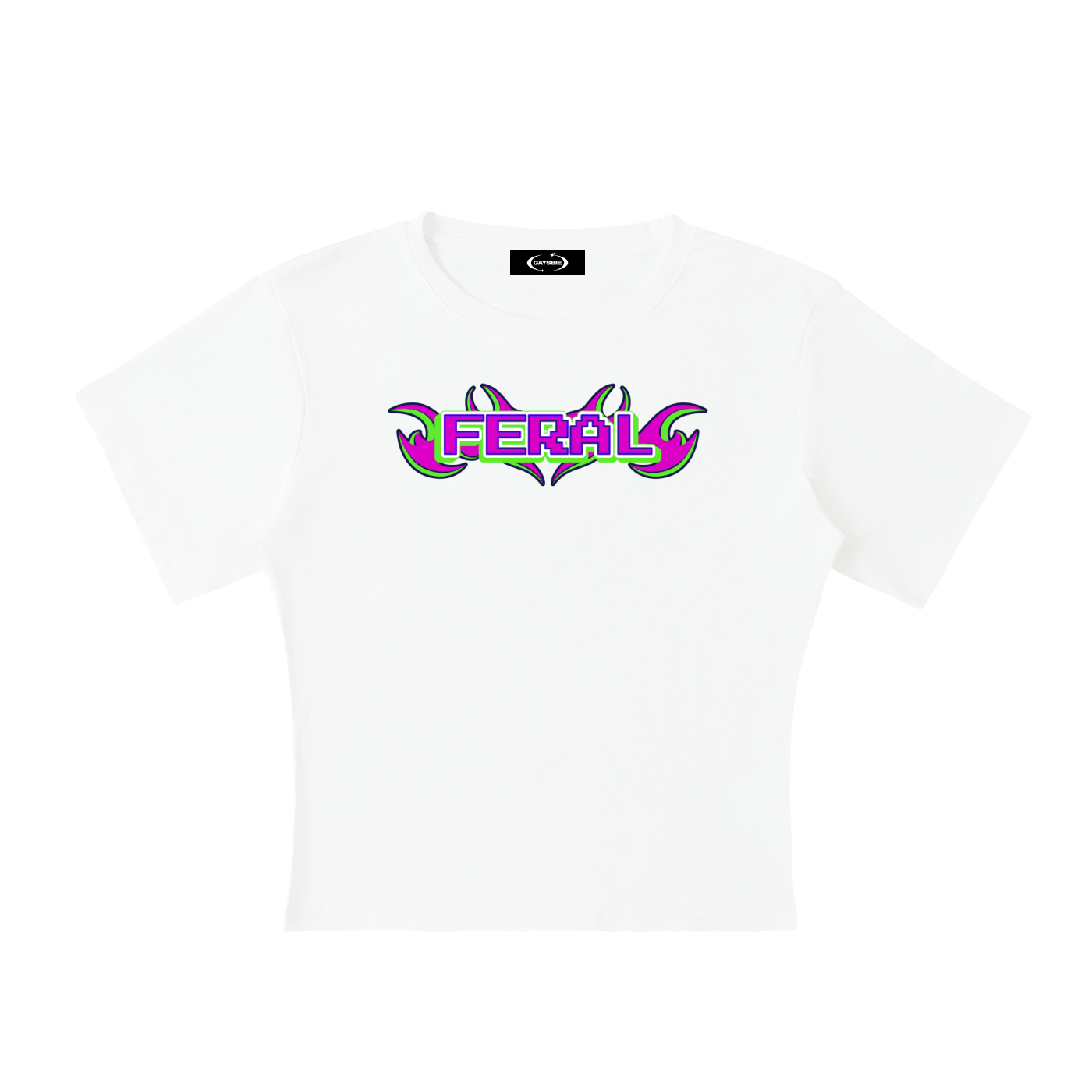 White / S FERAL Baby Tee ~ GAYSBIE ODMPOD