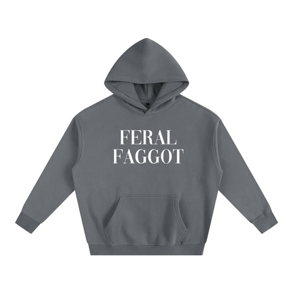 Gray / S FERAL FAGGOT Heavy Fleece Hoodie ~ GAYSBIE ODMPOD