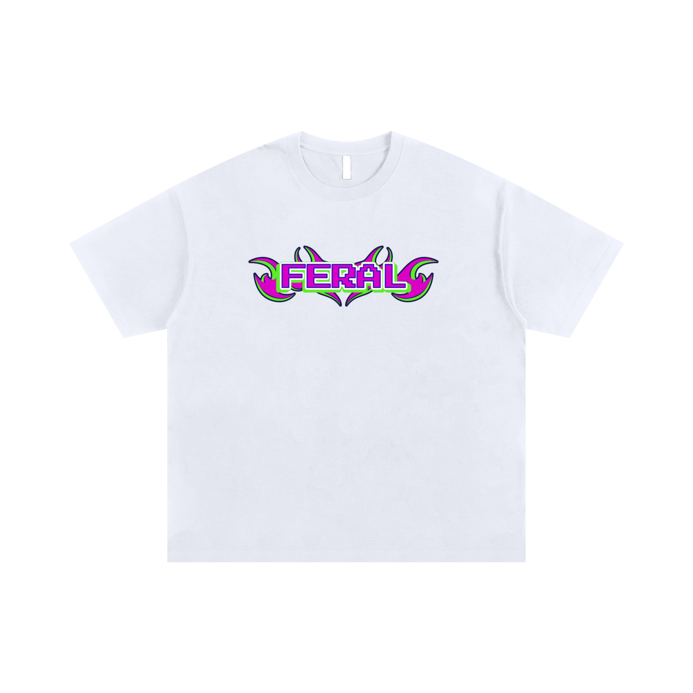White / S FERAL Oversize Signature Tee ~ GAYSBIE ODMPOD