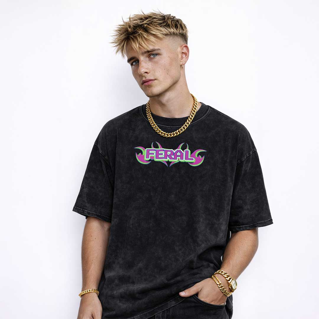 Oversize Tee FERAL Y2K FLAME Premium Oversized Tee ~ GAYSBIE PREMIUM MATERIALS