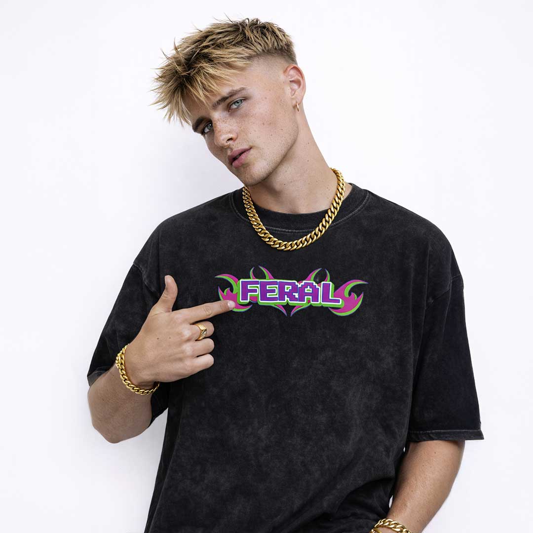 Oversize Tee FERAL Y2K FLAME Premium Oversized Tee ~ GAYSBIE PREMIUM MATERIALS