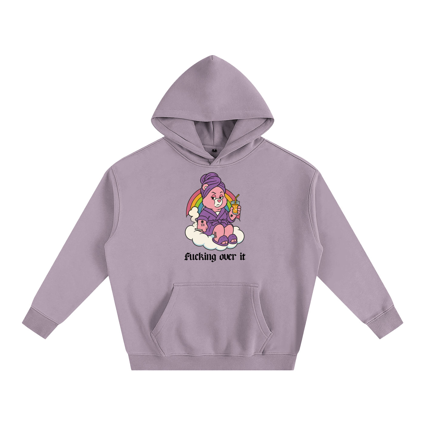 Premium Hood GRAPE / S FUCKING OVER IT BEAR Heavy Fleece Hoodie ~ GAYSBIE PREMIUM MATERIALS