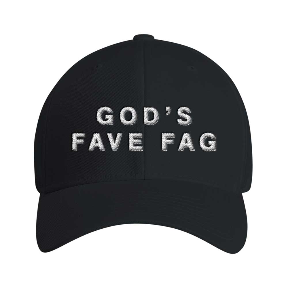 Caps MIDNIGHT / L-XL GOD'S FAVE FAG Embroidered Cap ~ GAYSBIE PREMIUM MATERIALS