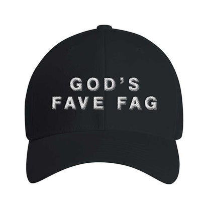 Caps MIDNIGHT / L-XL GOD'S FAVE FAG Embroidered Cap ~ GAYSBIE PREMIUM MATERIALS